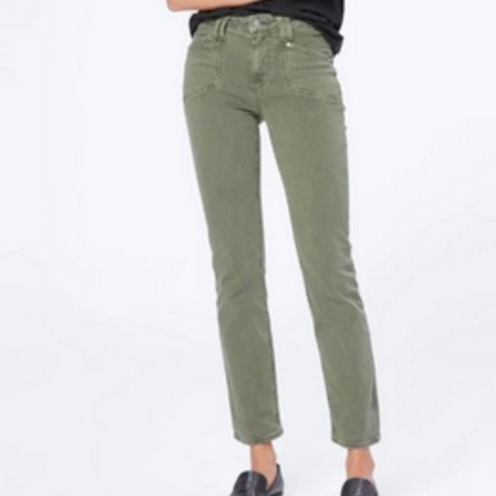 Paige Cindy Moss Green Highrise Ankle Jeans